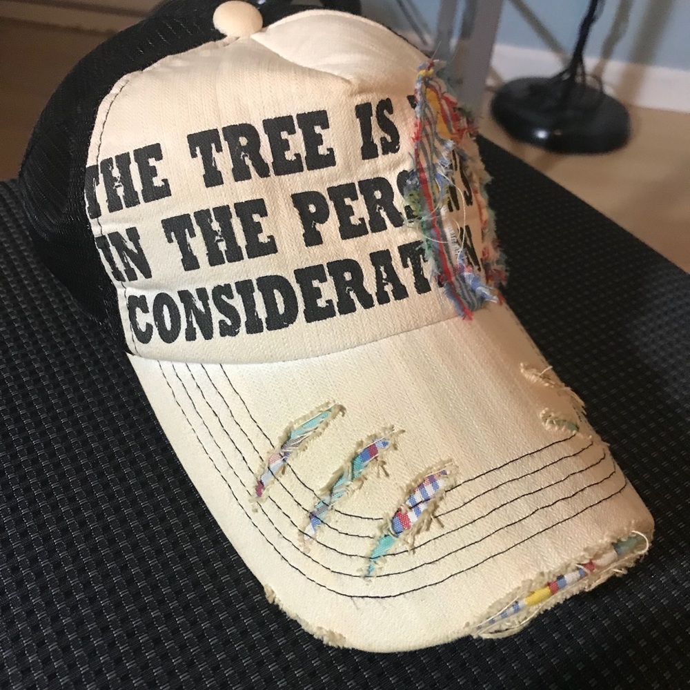 White Graphic Long Cap Hat